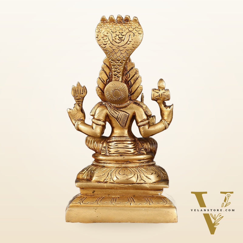 Brass Anglamam Mariamman Goddess Statue - 6" Height, Hindu Deity of Rain