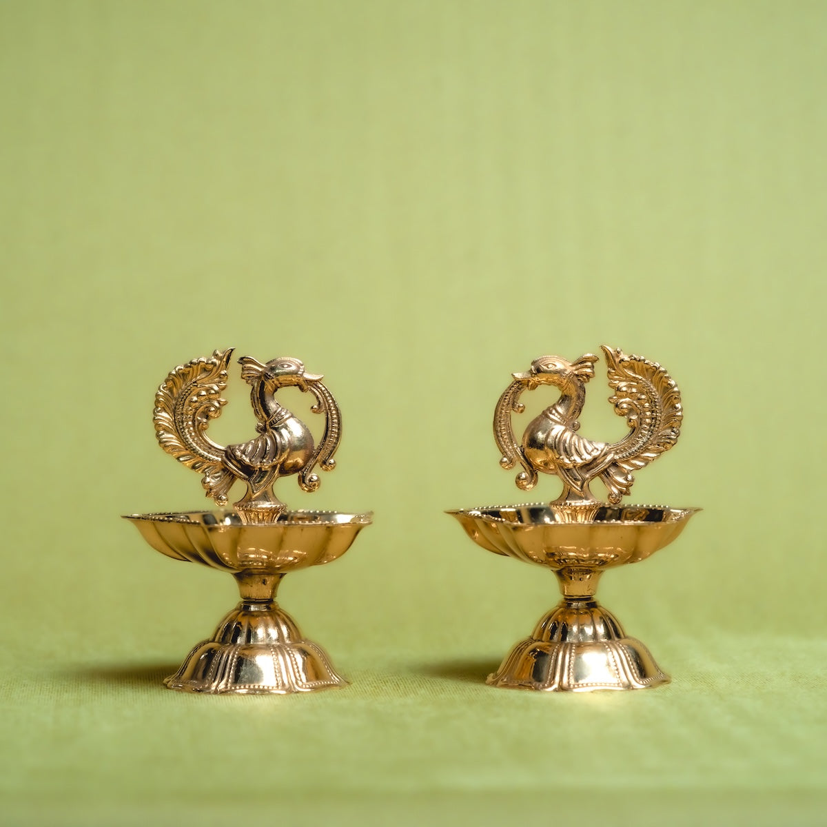 Traditional Brass Annam Diya - Handcrafted Bird Vilakku Lamp-Set of 2