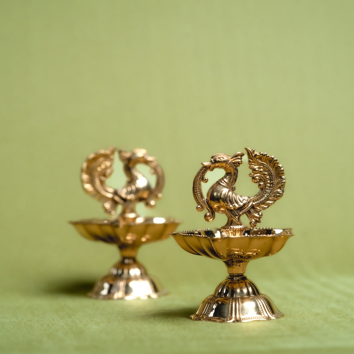 Traditional Brass Annam Diya - Handcrafted Bird Vilakku Lamp-Set of 2