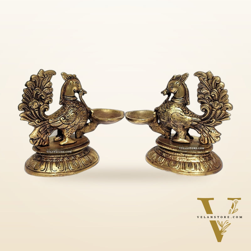 Brass Annam Lamps with Engraved Base | BudhShiv