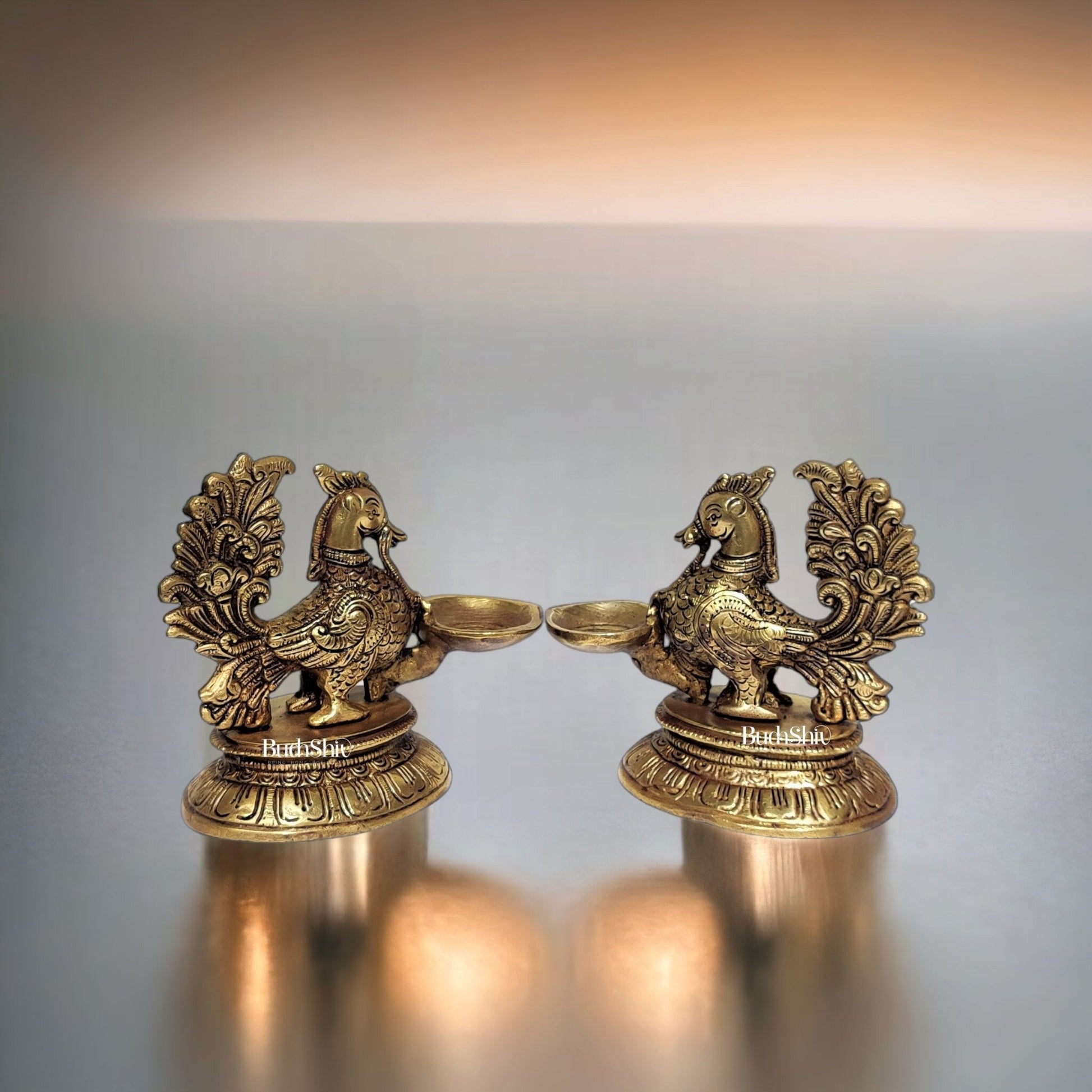Brass Annam Lamps with Engraved Base | BudhShiv