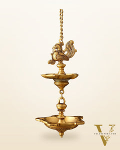 Brass Annam Pakshi Dual Hanging Lamp 27"