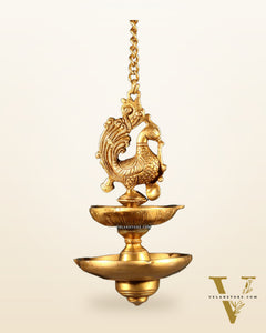 Brass Annam Pakshi Dual Hanging Oil Lamp