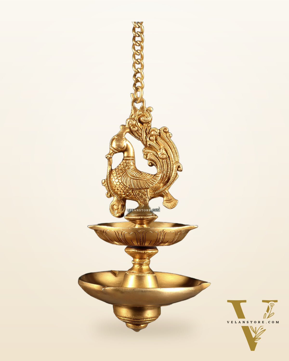 Brass Annam Pakshi Dual Hanging Oil Lamp