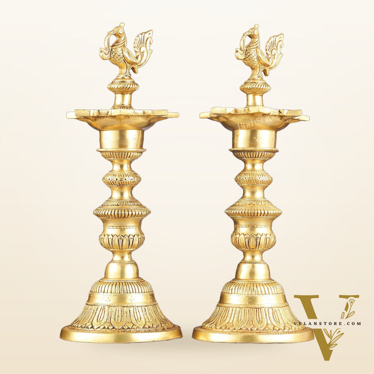 Brass Annam pakshi Peacock vilakku oil lamp diya 15.5 inch