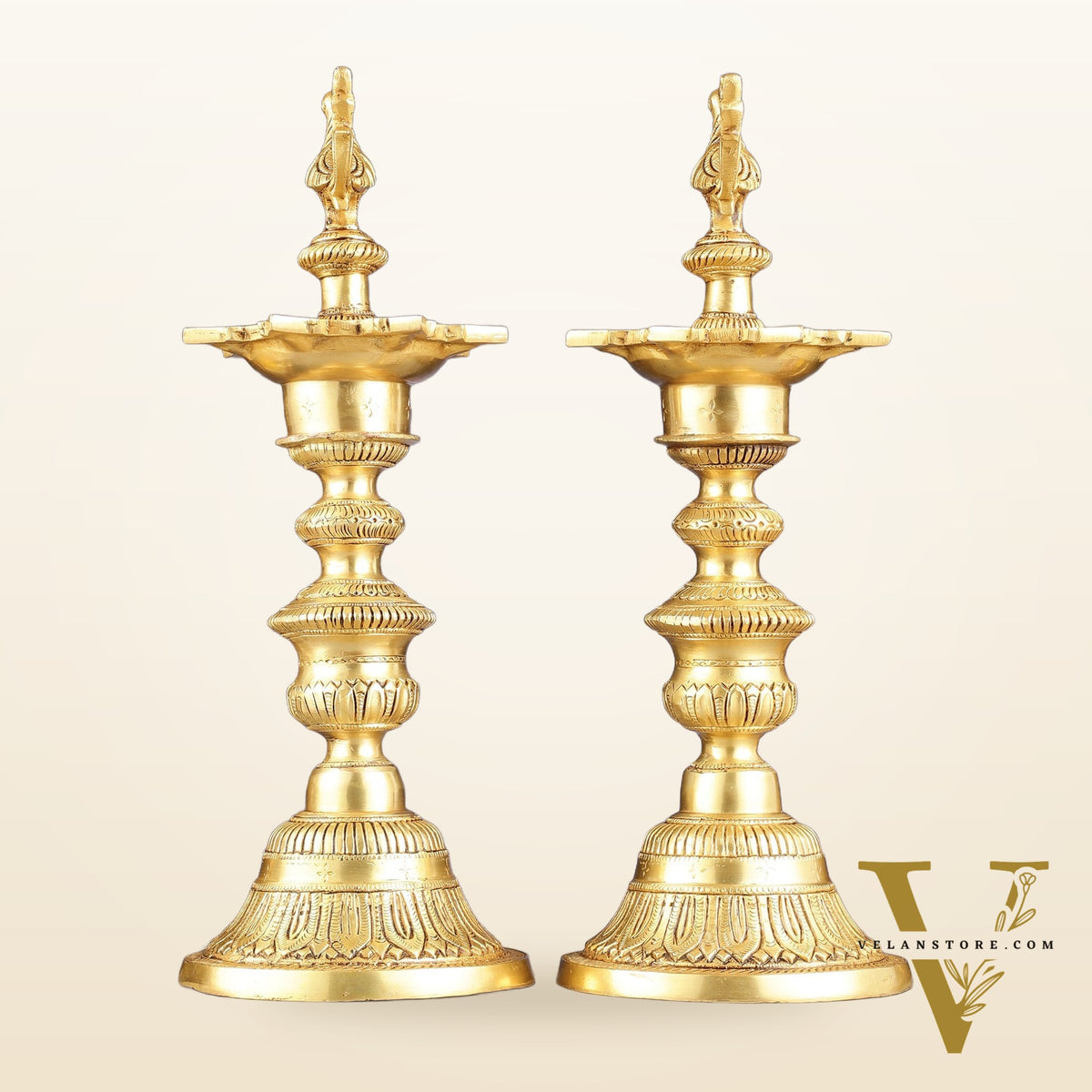Brass Annam pakshi Peacock vilakku oil lamp diya 15.5 inch