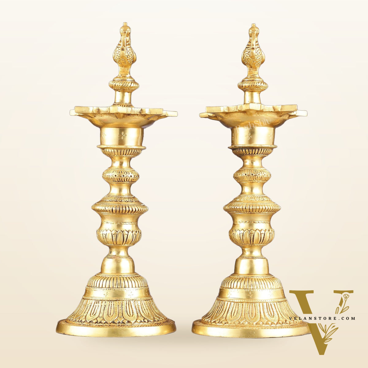 Brass Annam pakshi Peacock vilakku oil lamp diya 15.5 inch
