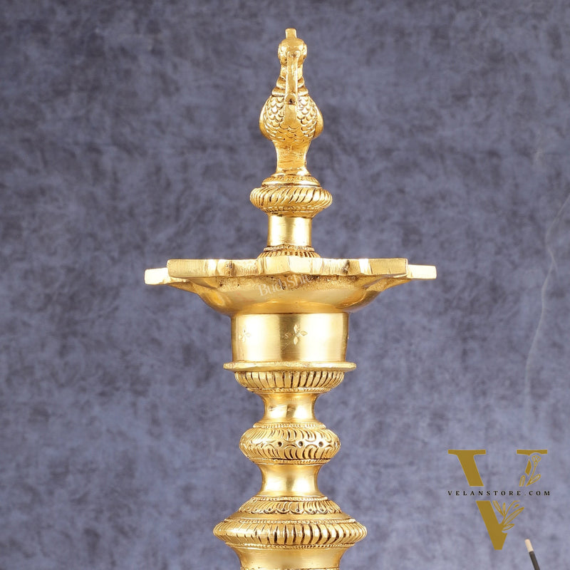 Brass Annam pakshi Peacock vilakku oil lamp diya 15.5 inch
