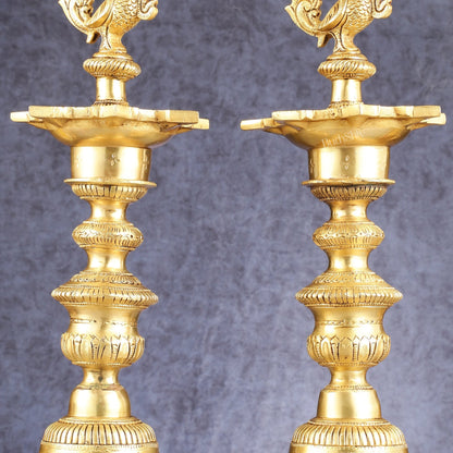 Brass Annam pakshi Peacock vilakku oil lamp diya 15.5 inch