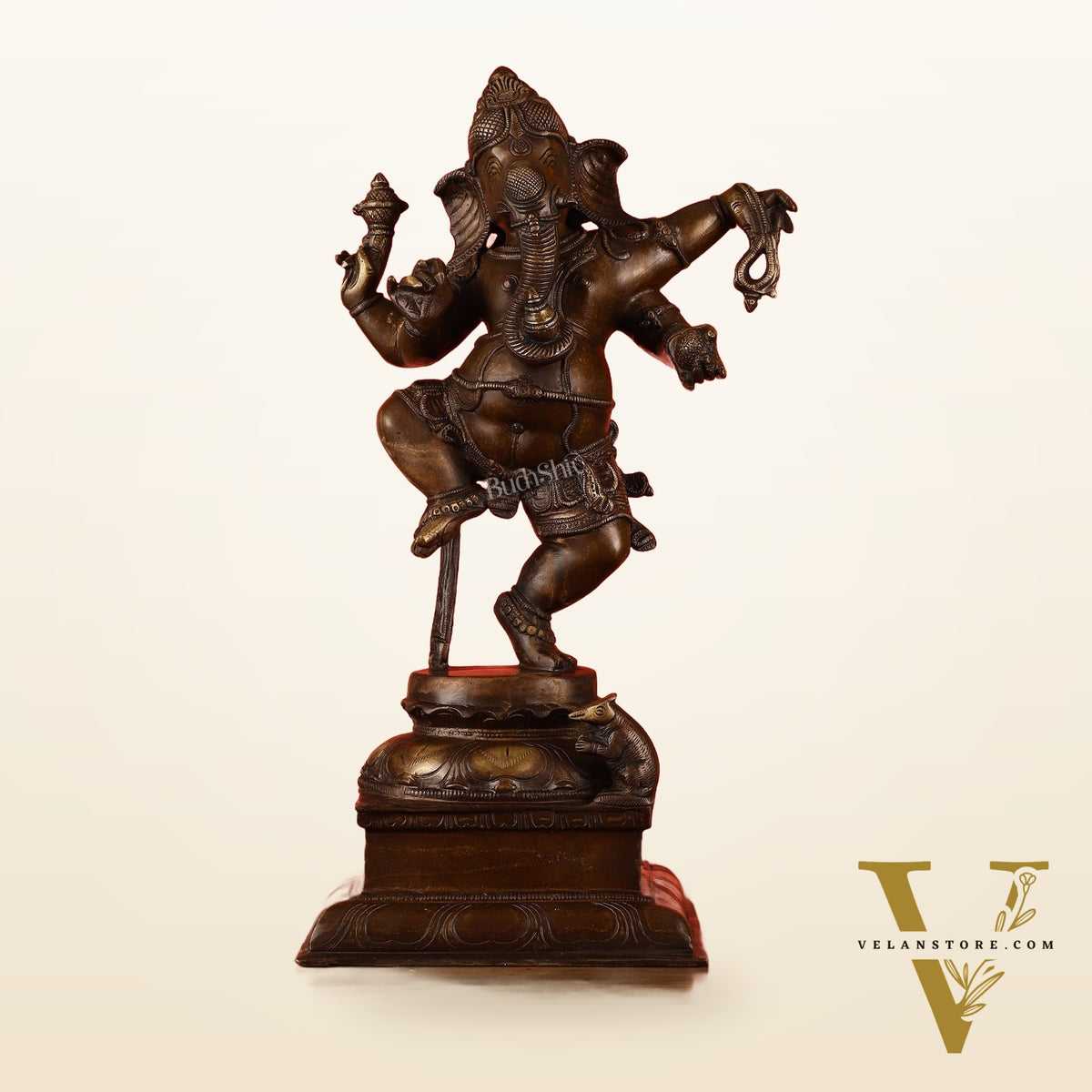 Brass Antique Brown Dancing Ganesha Statue - 15 Inch