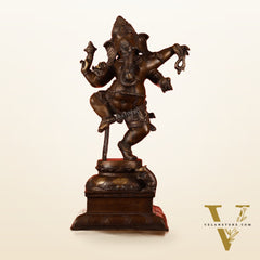 Brass Antique Brown Dancing Ganesha Statue - 15 Inch