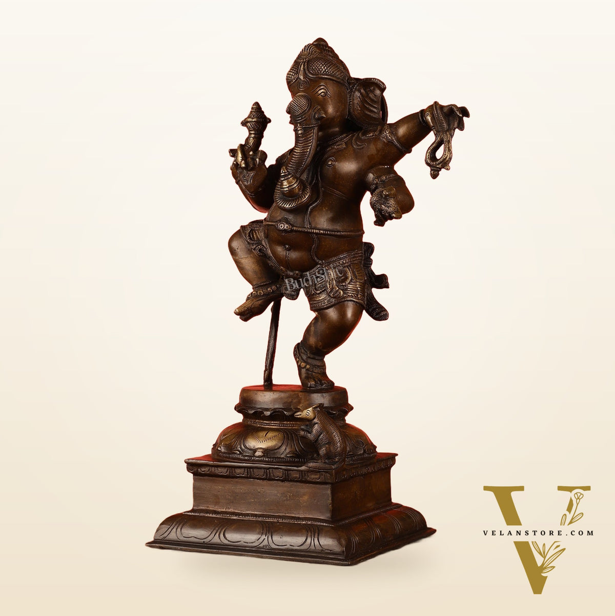 Brass Antique Brown Dancing Ganesha Statue - 15 Inch