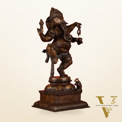 Brass Antique Brown Dancing Ganesha Statue - 15 Inch