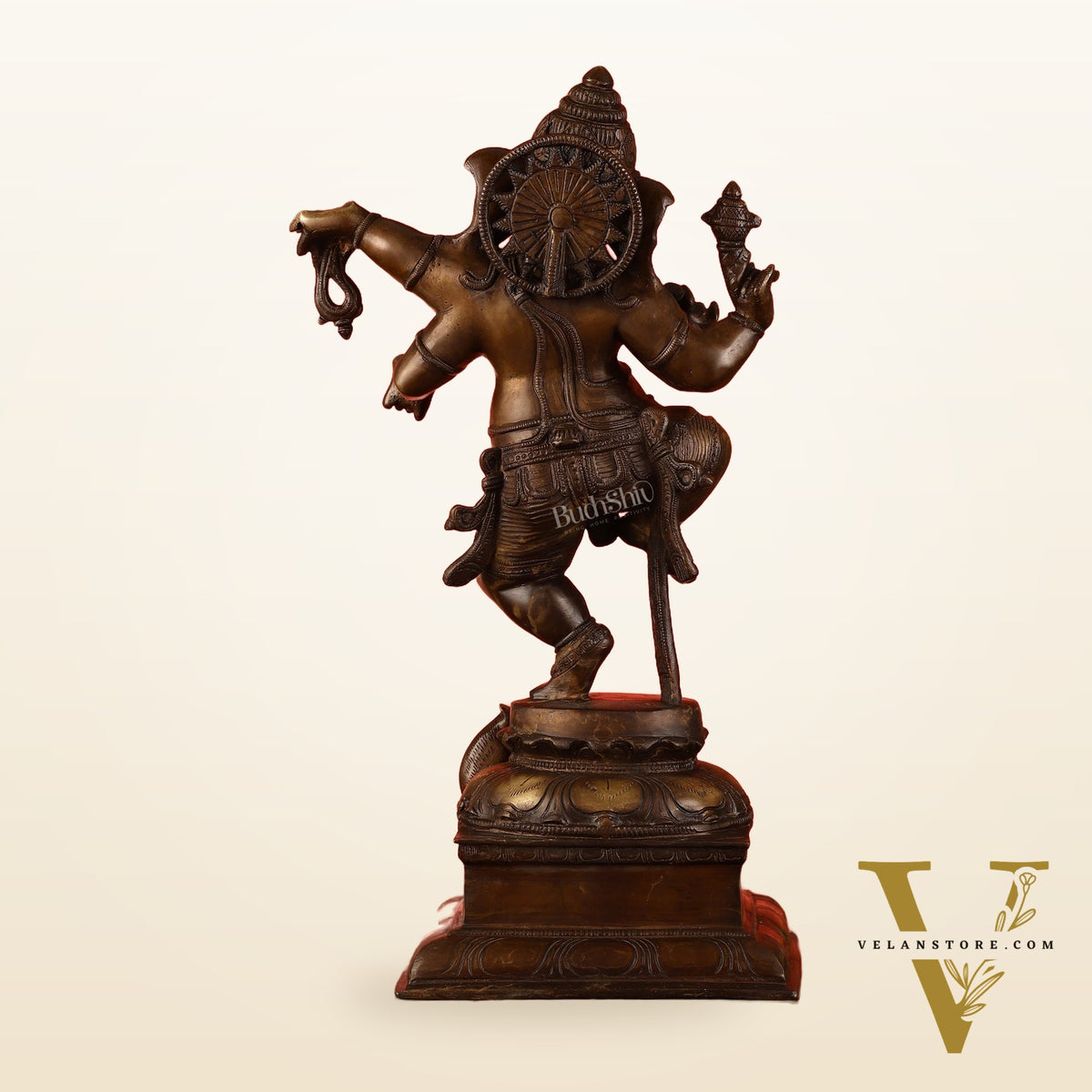 Brass Antique Brown Dancing Ganesha Statue - 15 Inch