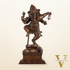 Brass Antique Brown Dancing Ganesha Statue - 15 Inch