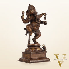 Brass Antique Brown Dancing Ganesha Statue - 15 Inch