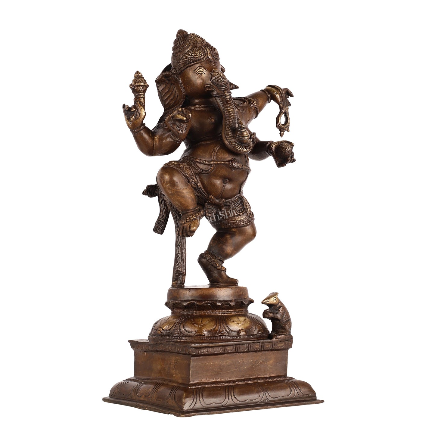 Brass Antique Brown Dancing Ganesha Statue - 15 Inch