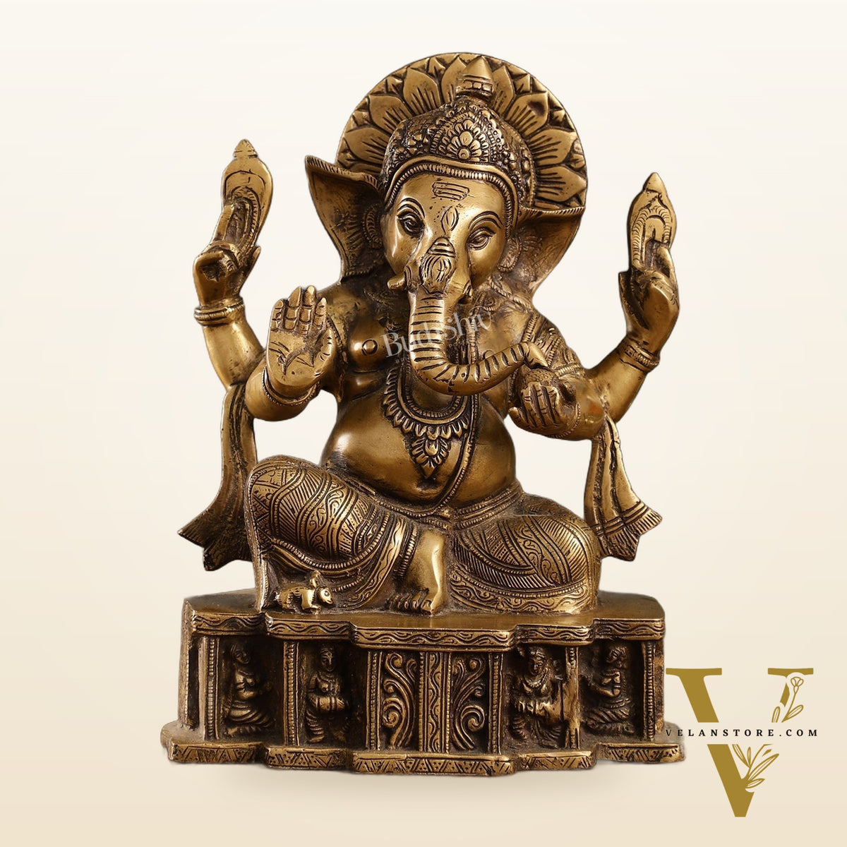 Brass Antique Finish Lord Ganesha Statue | 12-inch