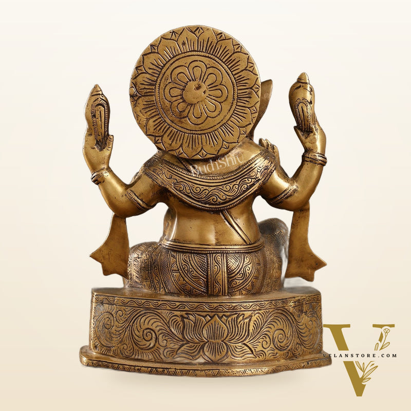Brass Antique Finish Lord Ganesha Statue | 12-inch