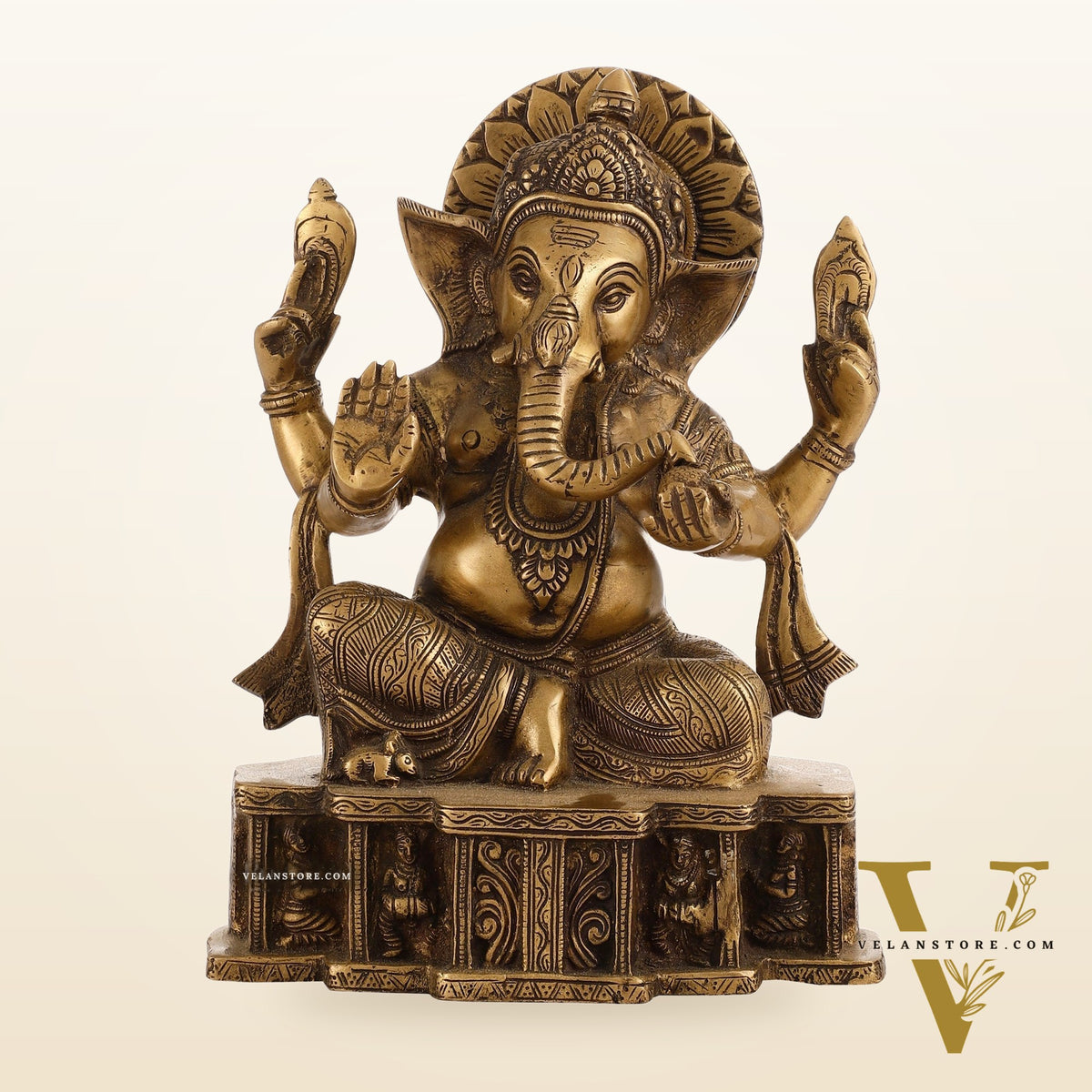 Brass Antique Finish Lord Ganesha Statue | 12-inch