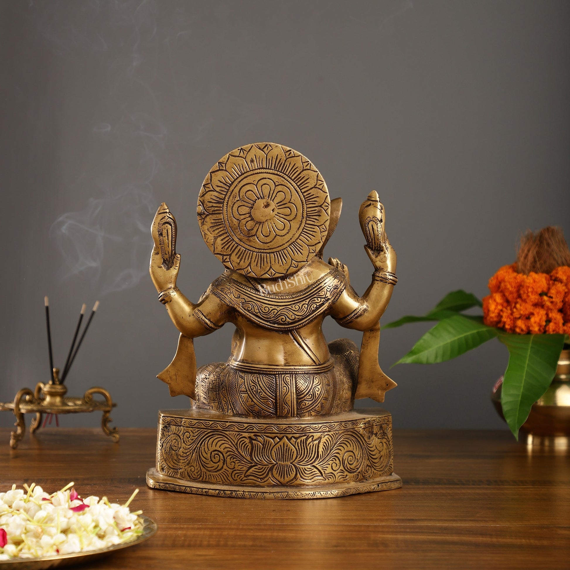 Brass Antique Finish Lord Ganesha Statue | 12-inch