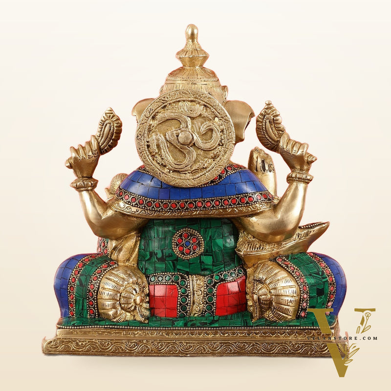 Brass Antique Ganapathi Idol - 10 Inches Height