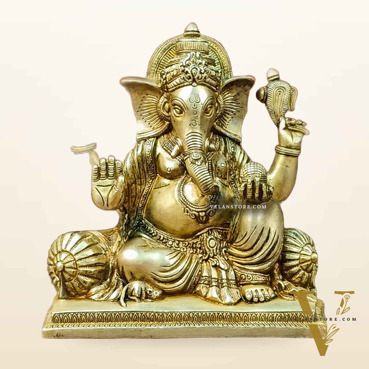 Brass Antique Ganapathi Idol - 10 Inches Height