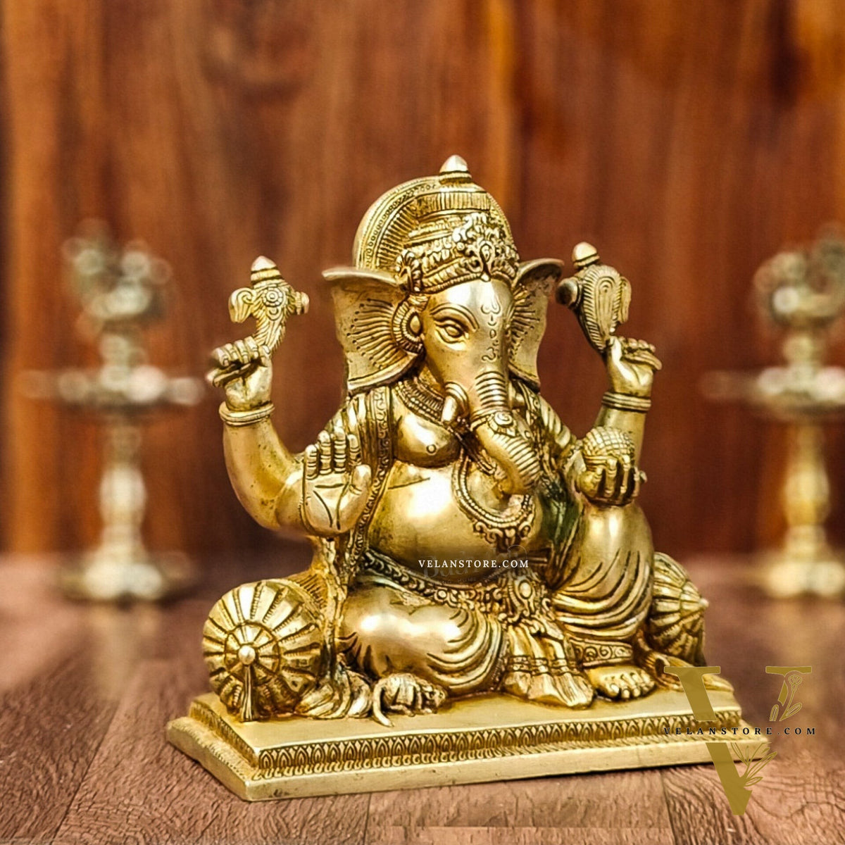 Brass Antique Ganapathi Idol - 10 Inches Height