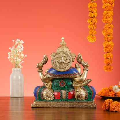 Brass Antique Ganapathi Idol - 10 Inches Height