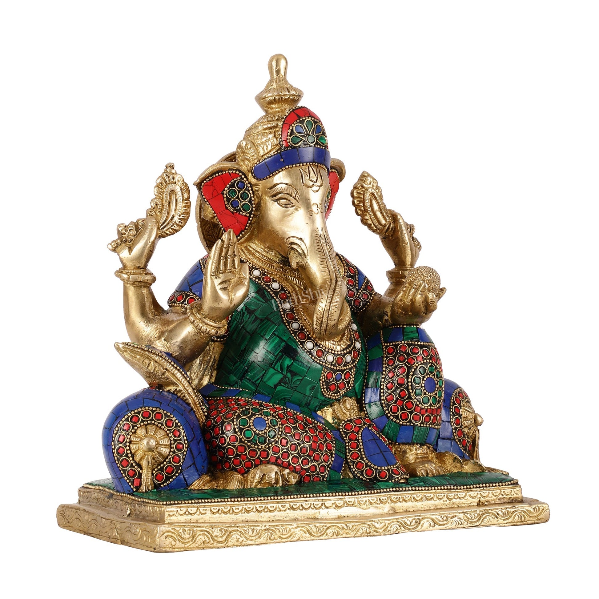 Brass Antique Ganapathi Idol - 10 Inches Height