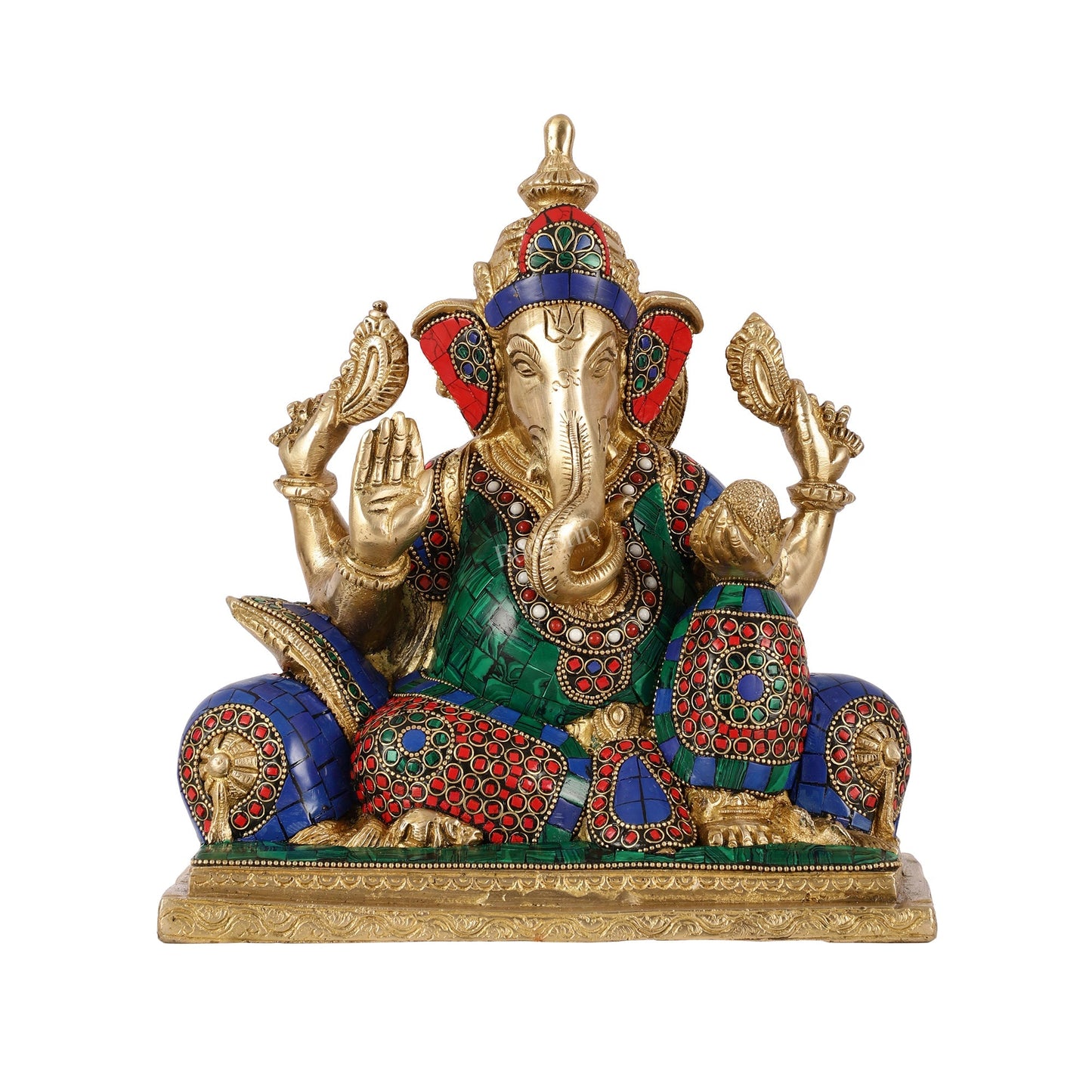 Brass Antique Ganapathi Idol - 10 Inches Height