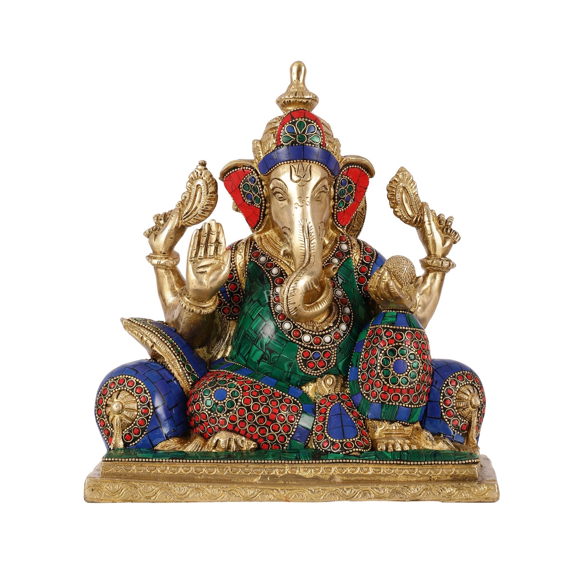 Brass Antique Ganapathi Idol - 10 Inches Height