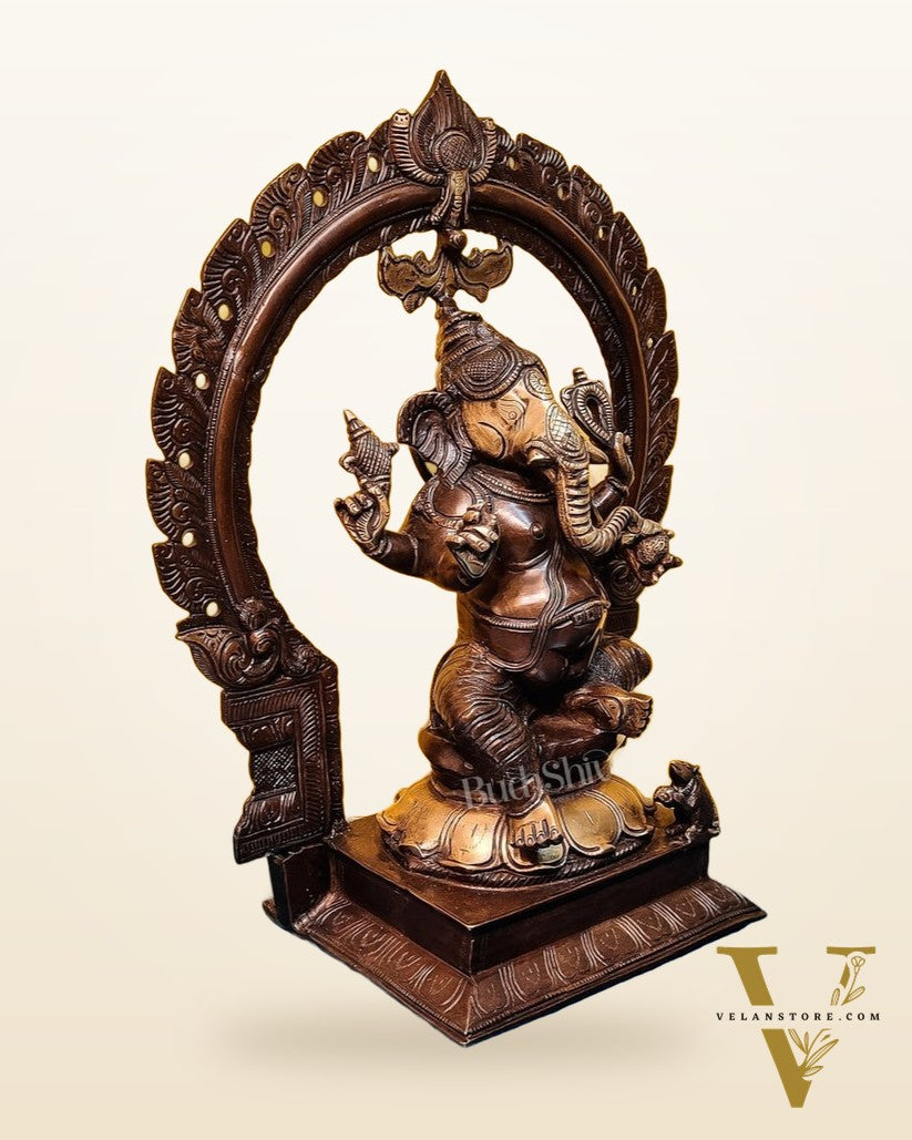 Brass Antique Ganesha Lakshmi - 18 inches | BudhShiv
