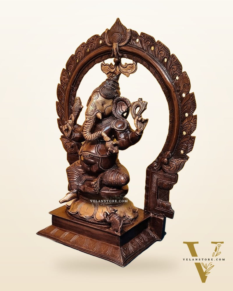 Brass Antique Ganesha Lakshmi - 18 inches | BudhShiv