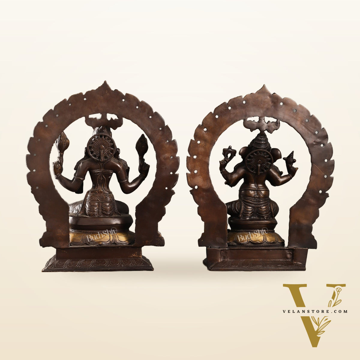 Brass Antique Ganesha Lakshmi - 18 inches | BudhShiv