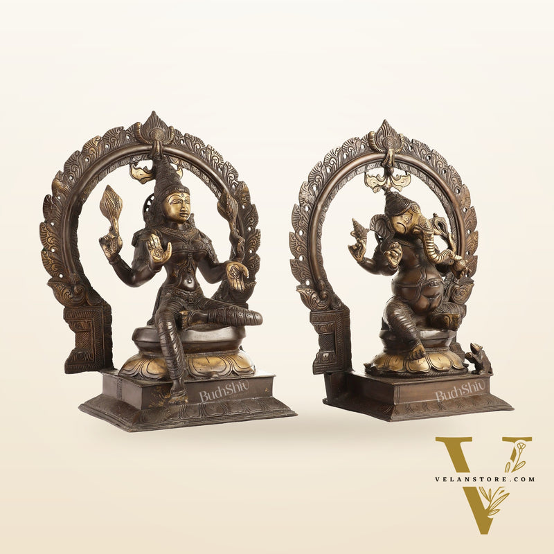 Brass Antique Ganesha Lakshmi - 18 inches | BudhShiv