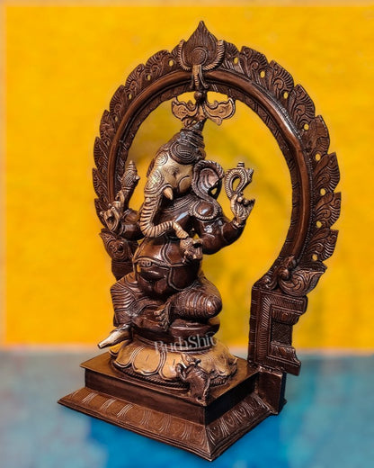 Brass Antique Ganesha Lakshmi - 18 inches | BudhShiv