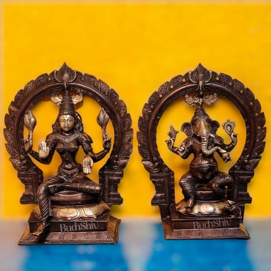 Brass Antique Ganesha Lakshmi - 18 inches | BudhShiv