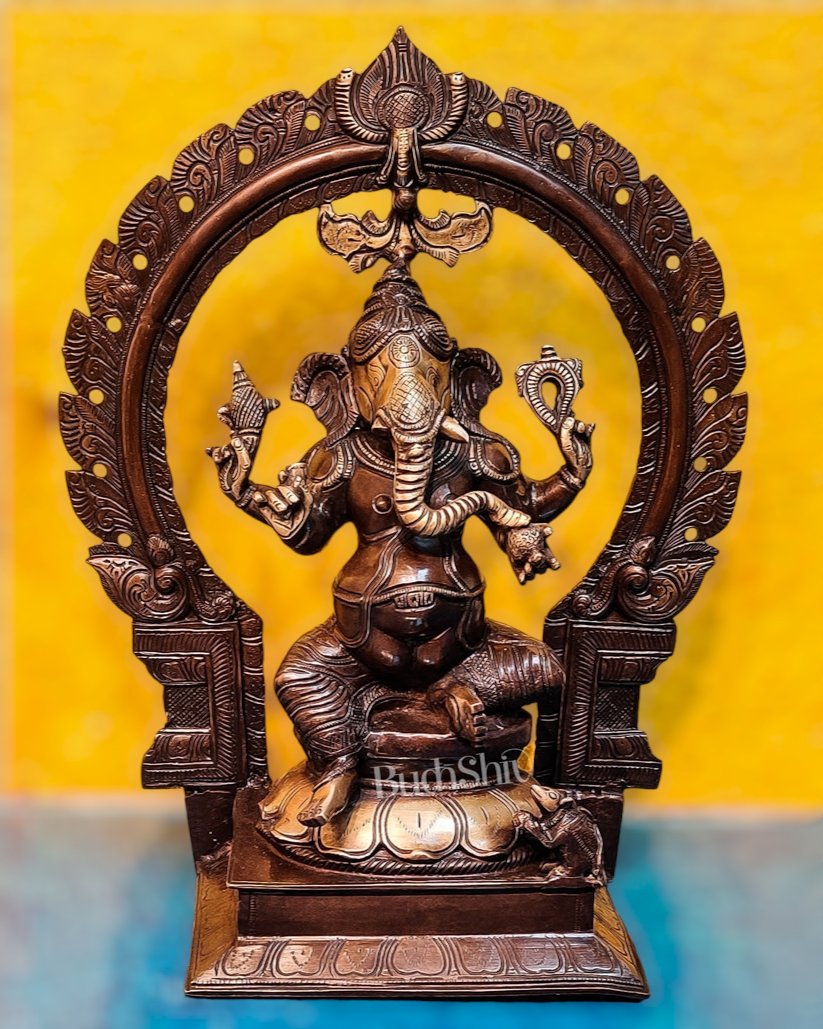 Brass Antique Ganesha Lakshmi - 18 inches | BudhShiv