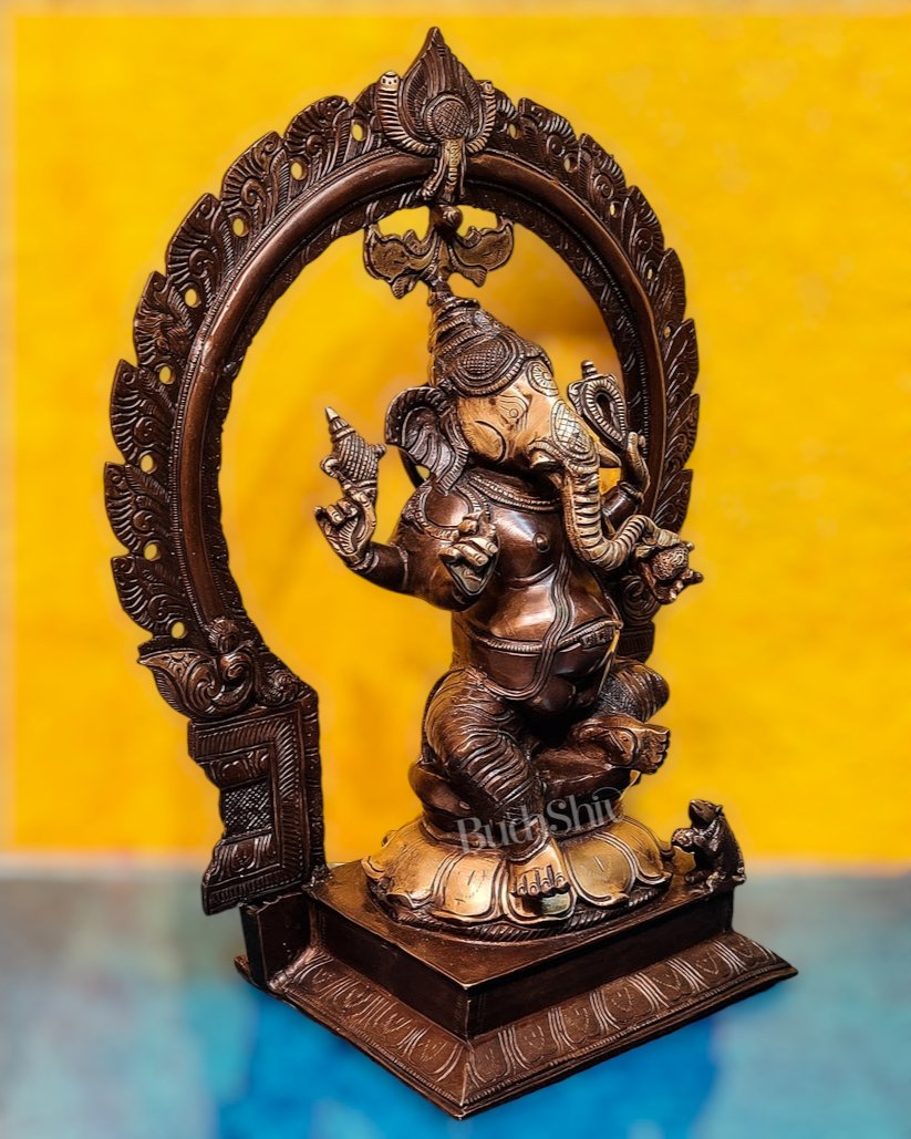 Brass Antique Ganesha Lakshmi - 18 inches | BudhShiv