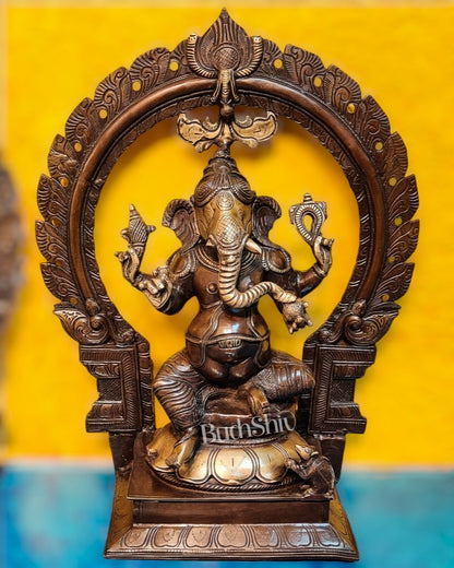 Brass Antique Ganesha Lakshmi - 18 inches | BudhShiv