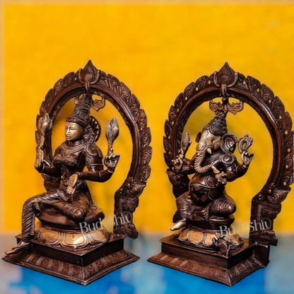 Brass Antique Ganesha Lakshmi - 18 inches | BudhShiv