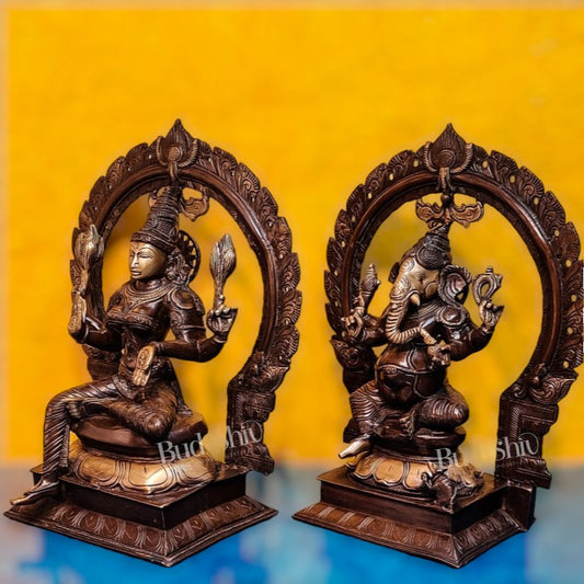 Brass Antique Ganesha Lakshmi - 18 inches | BudhShiv