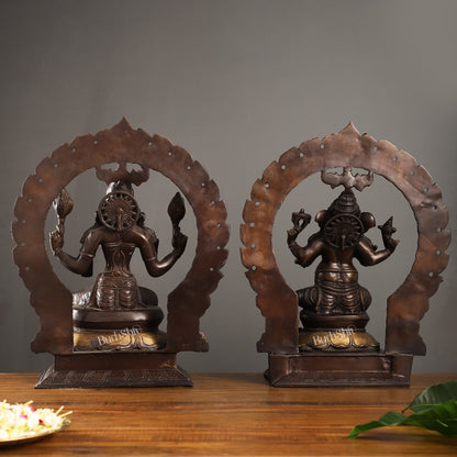 Brass Antique Ganesha Lakshmi - 18 inches | BudhShiv