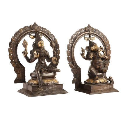 Brass Antique Ganesha Lakshmi - 18 inches | BudhShiv