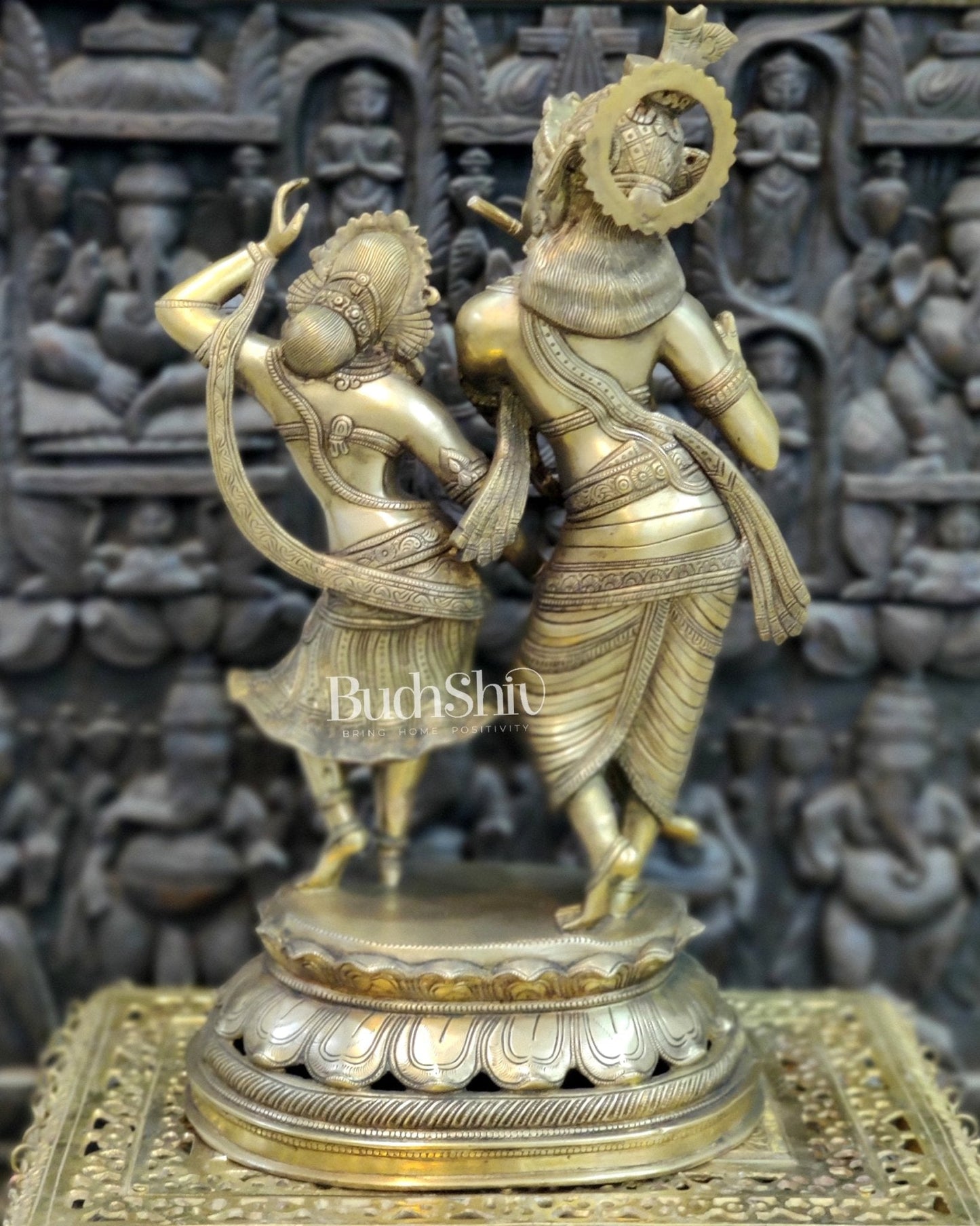 Brass Antique Golden Finish Radha Krishna Dancing Statue 23 inch