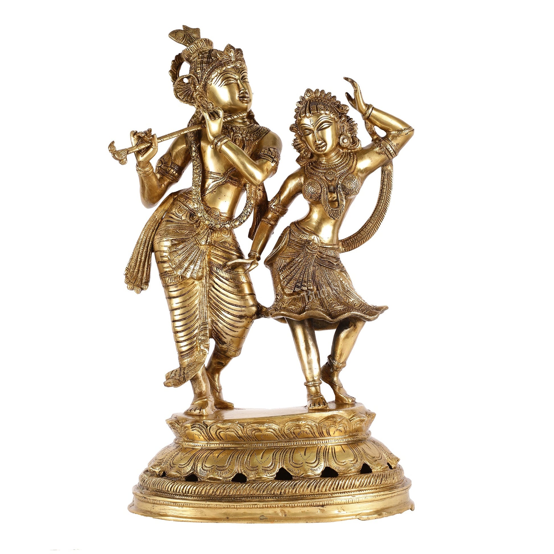 Brass Radha Krishna Dancing Statue 23 inch