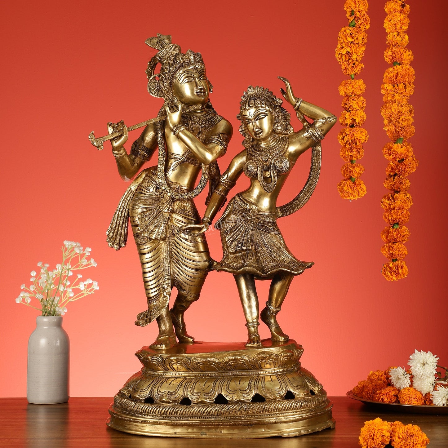 Brass Radha Krishna Dancing Statue 23 inch