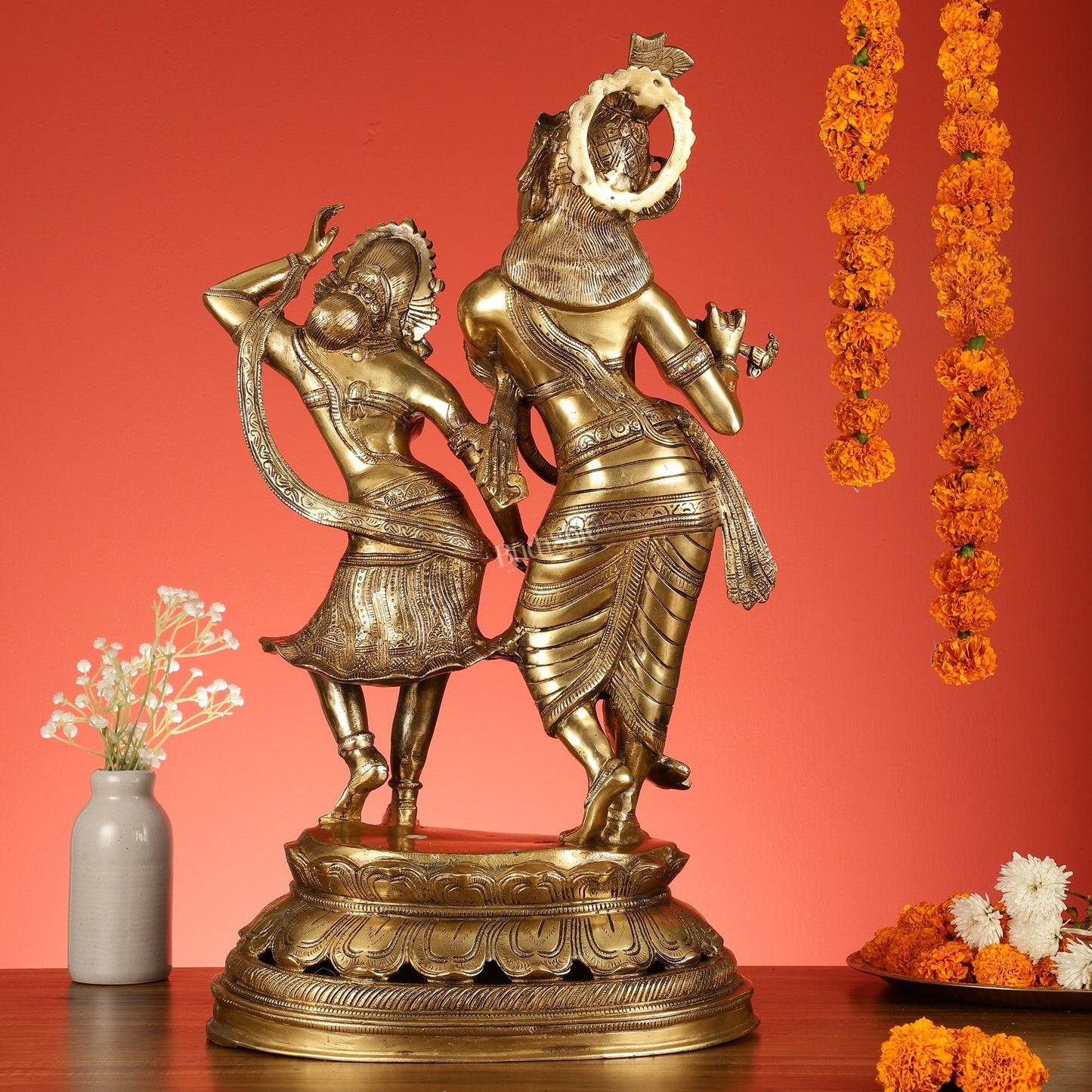Brass Radha Krishna Dancing Statue 23 inch
