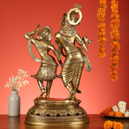 Brass Radha Krishna Dancing Statue 23 inch